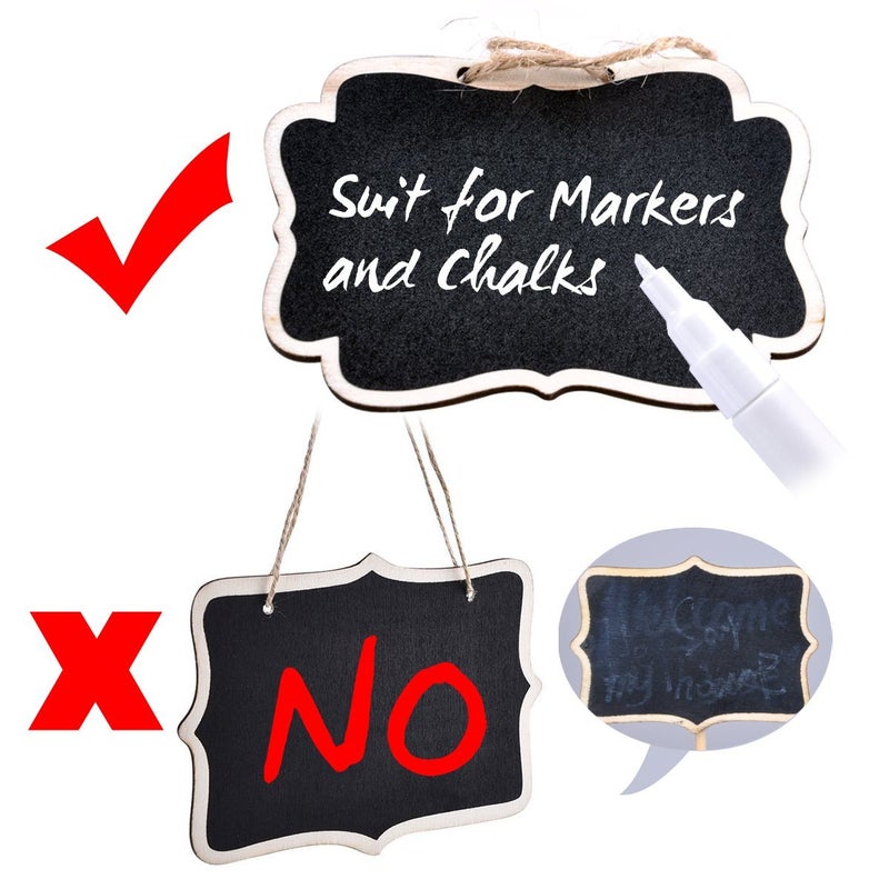 UCEC Mini Erasable Chalkboards, Double Sided Blackboard with Hanging String for Markers & Chalks, Message Board Signs, Food Labels, Wedding Parties, Pack of 12 - Image 5